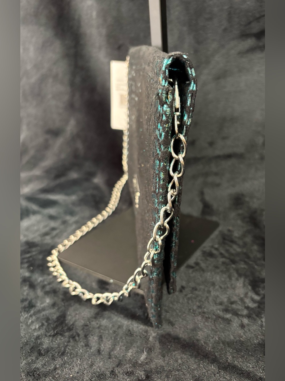 NWT Betsey Johnson Pyramid Safari Blue Leopard Y2K Large Clutch - Picture 10 of 14